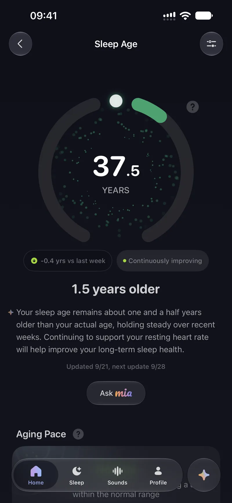 The Sleep Age view
